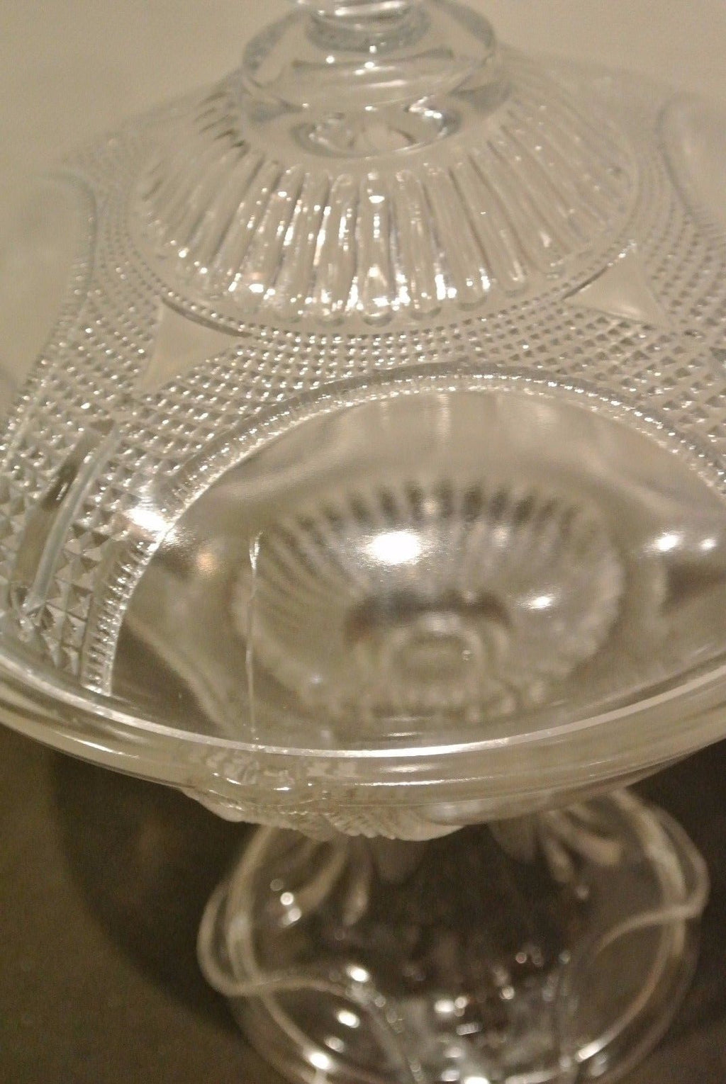 Curtain Tie Back Lidded Compote Early American Pattern Glass Adams & Co