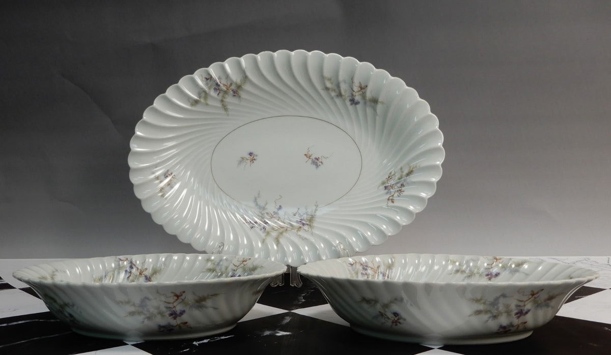 Vintage Haviland Limoges "Orsay" Made in France 15-3/4" Platter &Two Oval Bowls