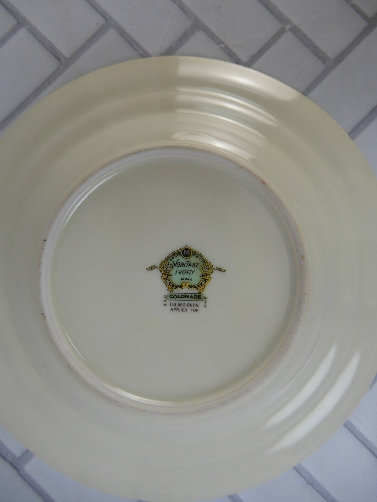 1920 Noritake China Ivory "Colonade" Round Covered Butter Dish