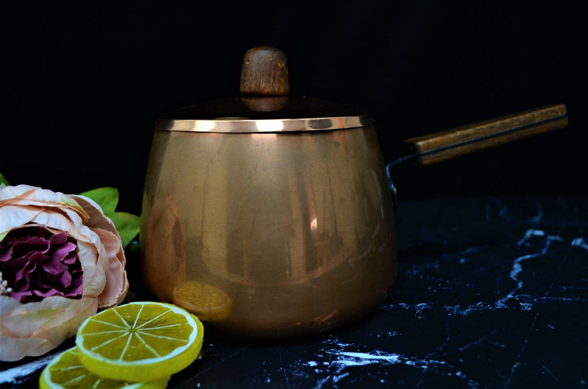 Vintage Brown Copper Fondue Pot, Farmhouse Kitchen Décor - Sigg Switzerland