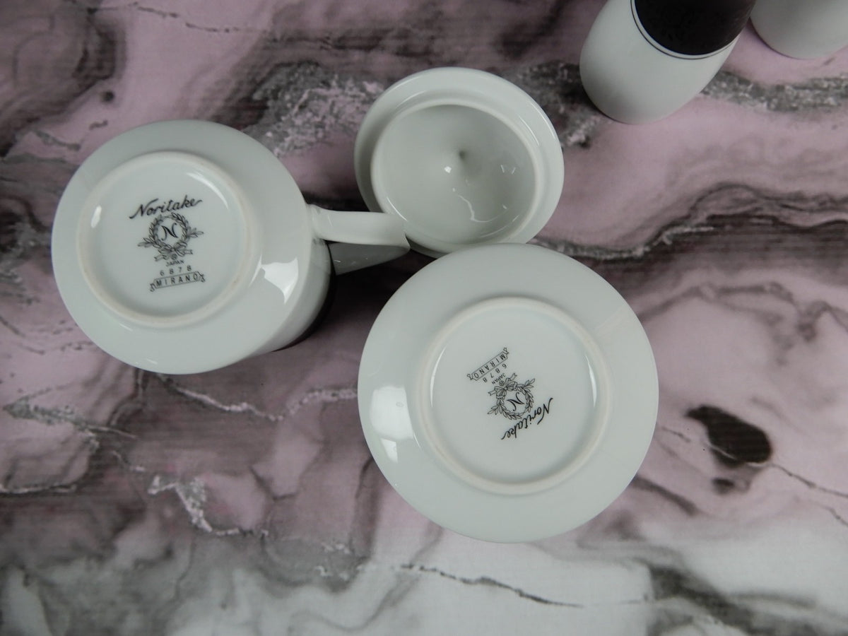 Vintage Set of Noritake "Mirano" 6878-Creamer,Sugar Bowl, Salt & Pepper Shaker