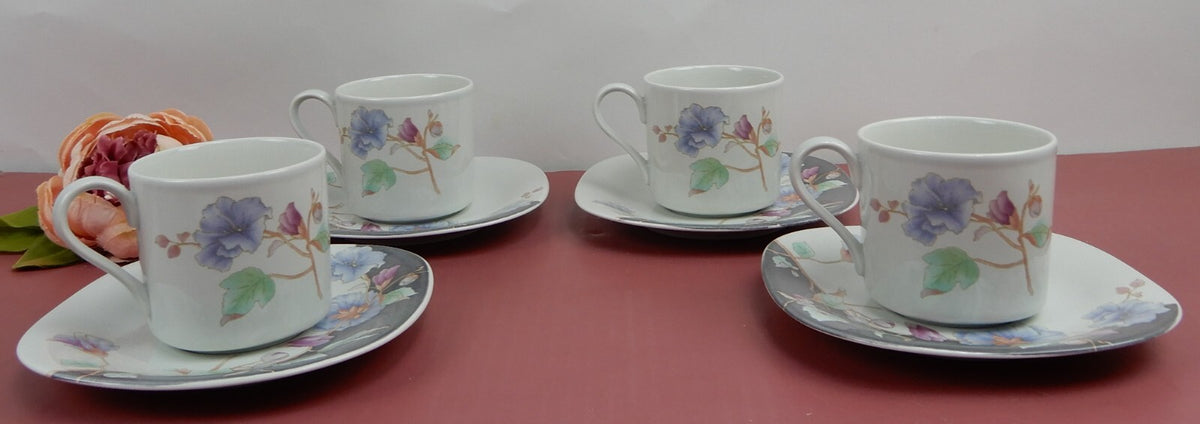 Mikasa Tempo Eighty Floral Eclipse Set of 4 Cups and Saucers