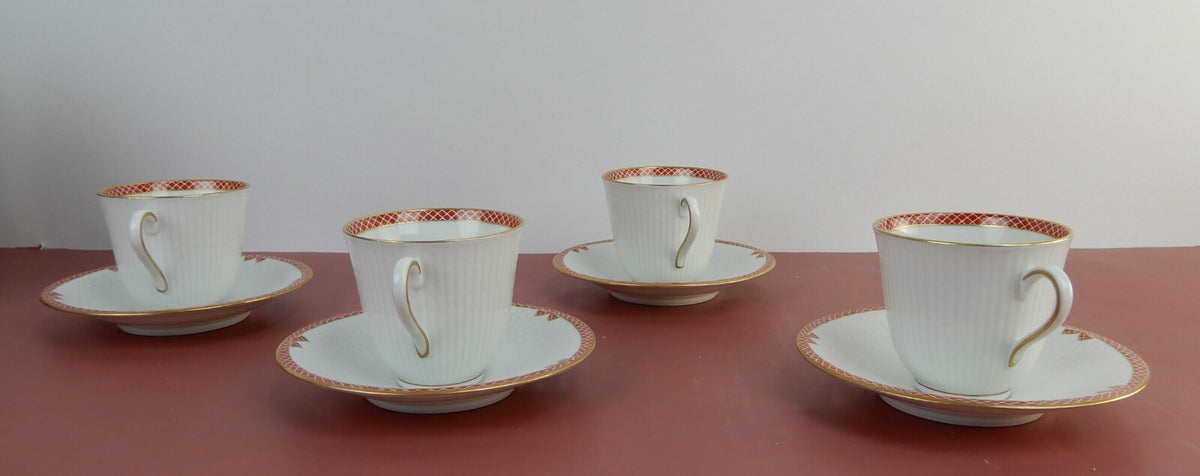 Rorstrand Sweden Pimpernel set of 4 Demitasse Cups and Saucers