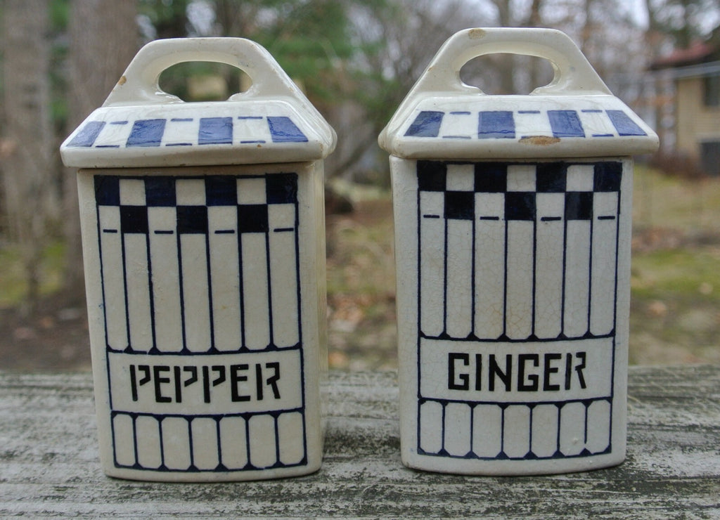 Vintage STAFFEL Spice German Pottery Jar "Ginger" ~"Pepper"