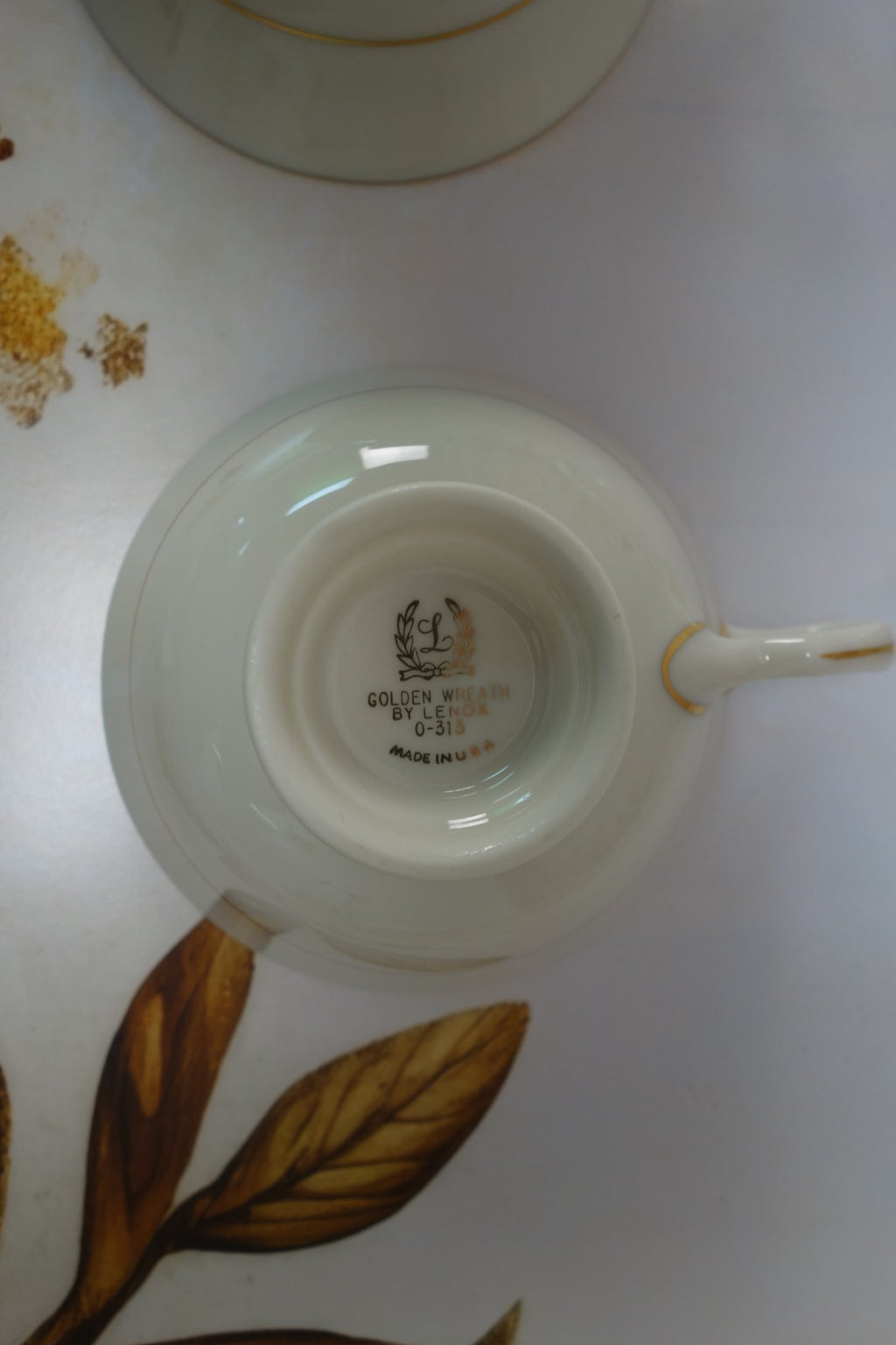 Set of Four Lenox Golden Wreath 0-313 Orphan Cups