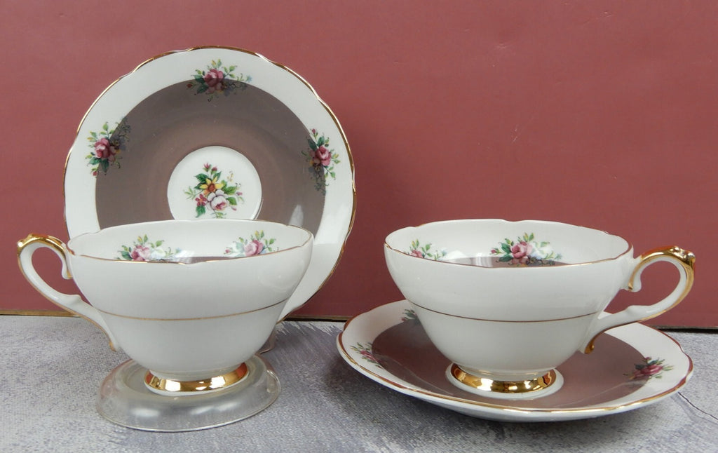 Set of Two Vintage Royal Sutherland Fine Bone China Cup and Saucer Set England