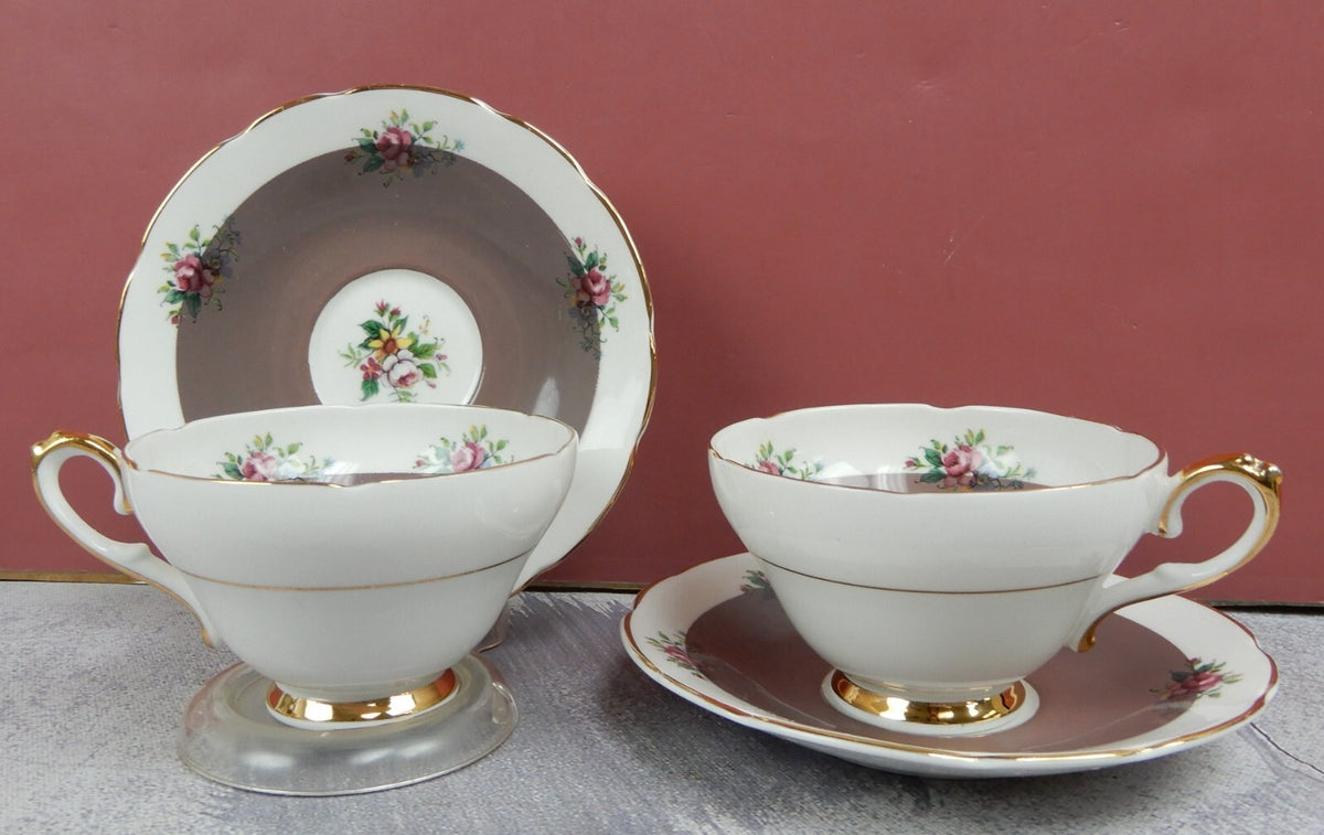 Set of Two Vintage Royal Sutherland Fine Bone China Cup and Saucer Set England