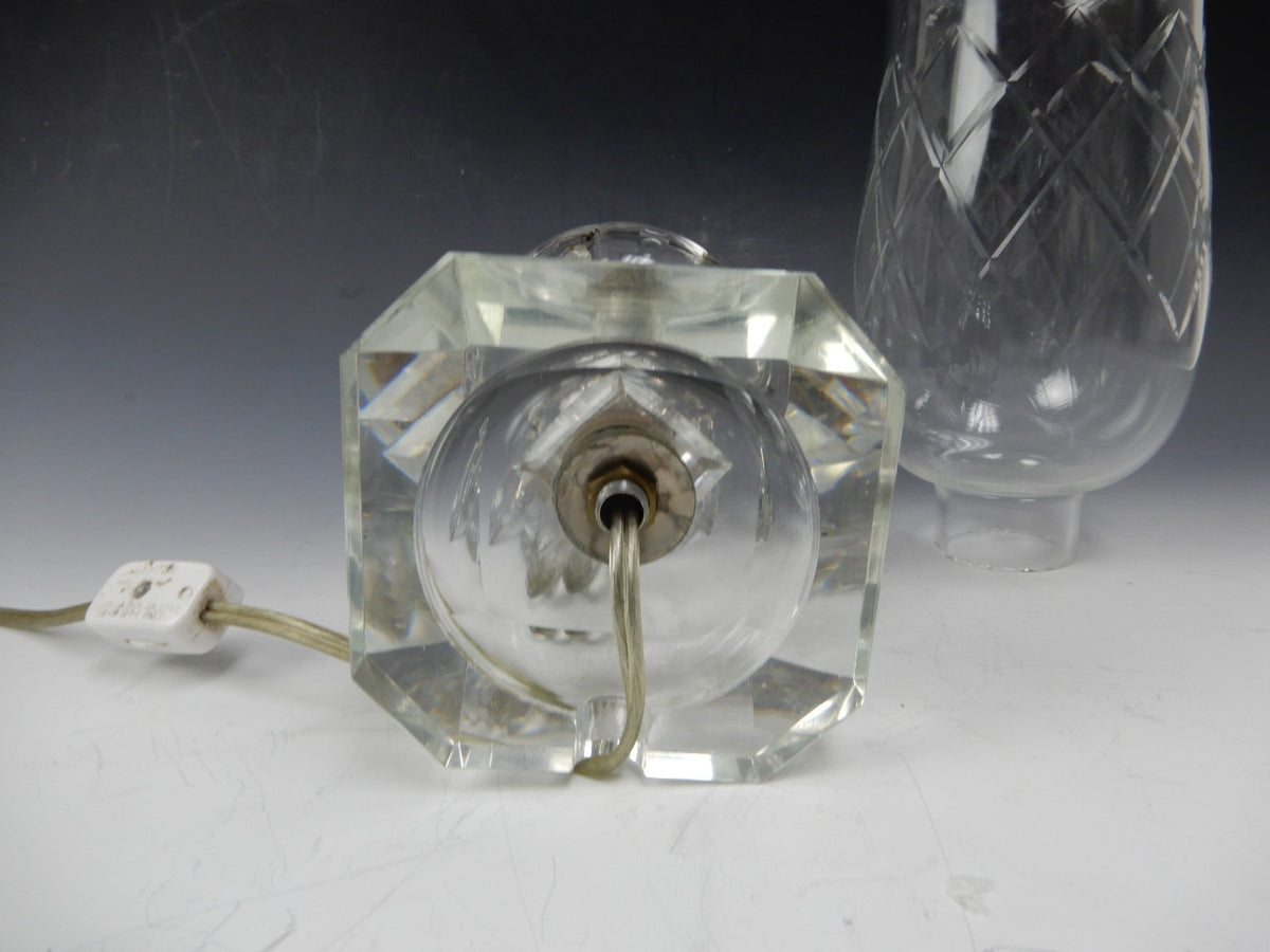 Vintage Crystal Boudoir Table Lamp W/Hanging Prisms and Flicker Flame  Bulb