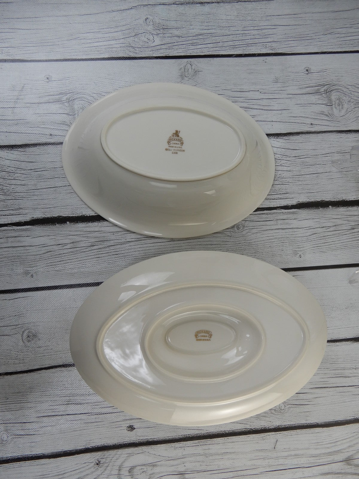 Vintage Pickard Gold Horizon~Set Of Platter,Oval Bowl,Gravy Boat  Made in U.S.A.