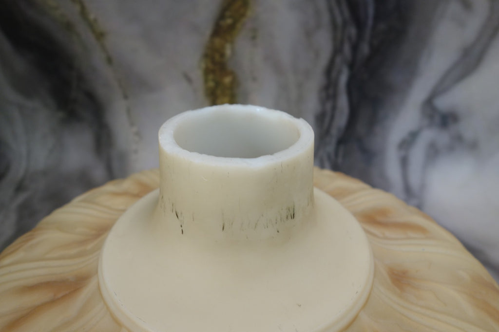 Heavy Torchiere Opaque White & Caramel Shade Embossed Art Deco for Floor Lamp