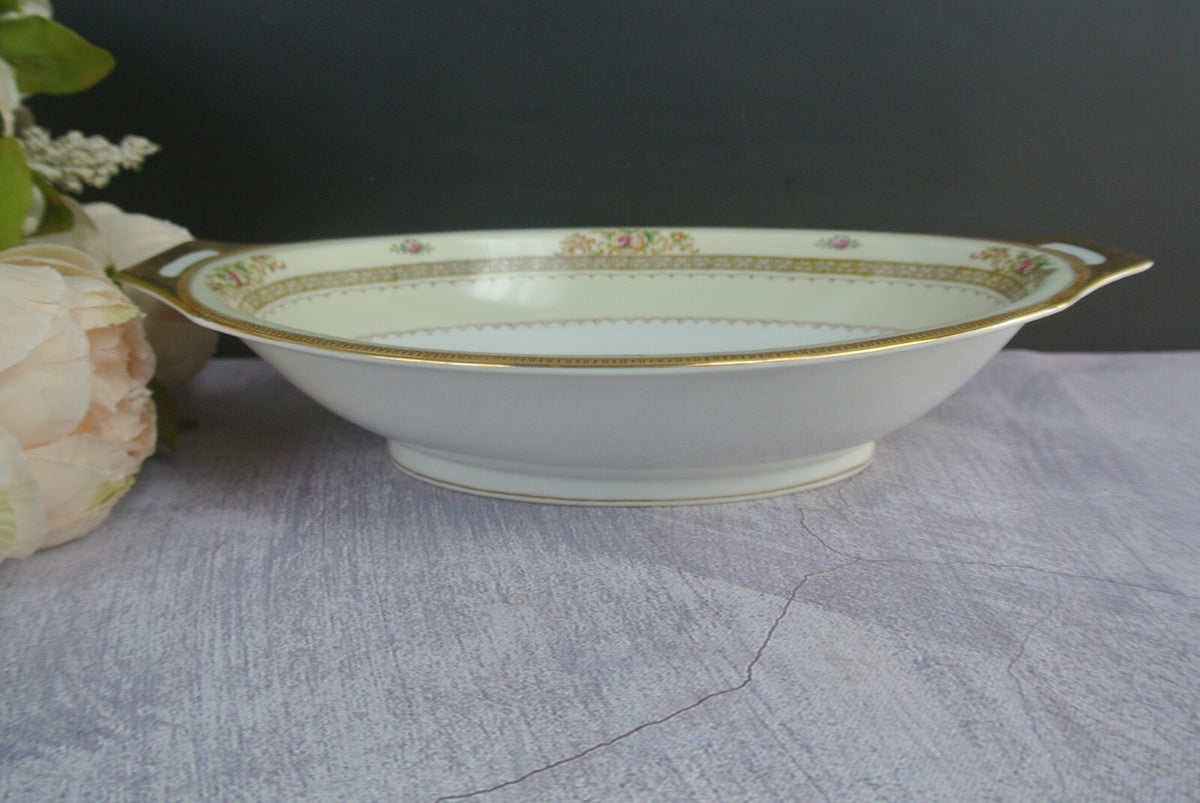 Vintage Hand Painted Meito China Oval Serving Dish with Handles