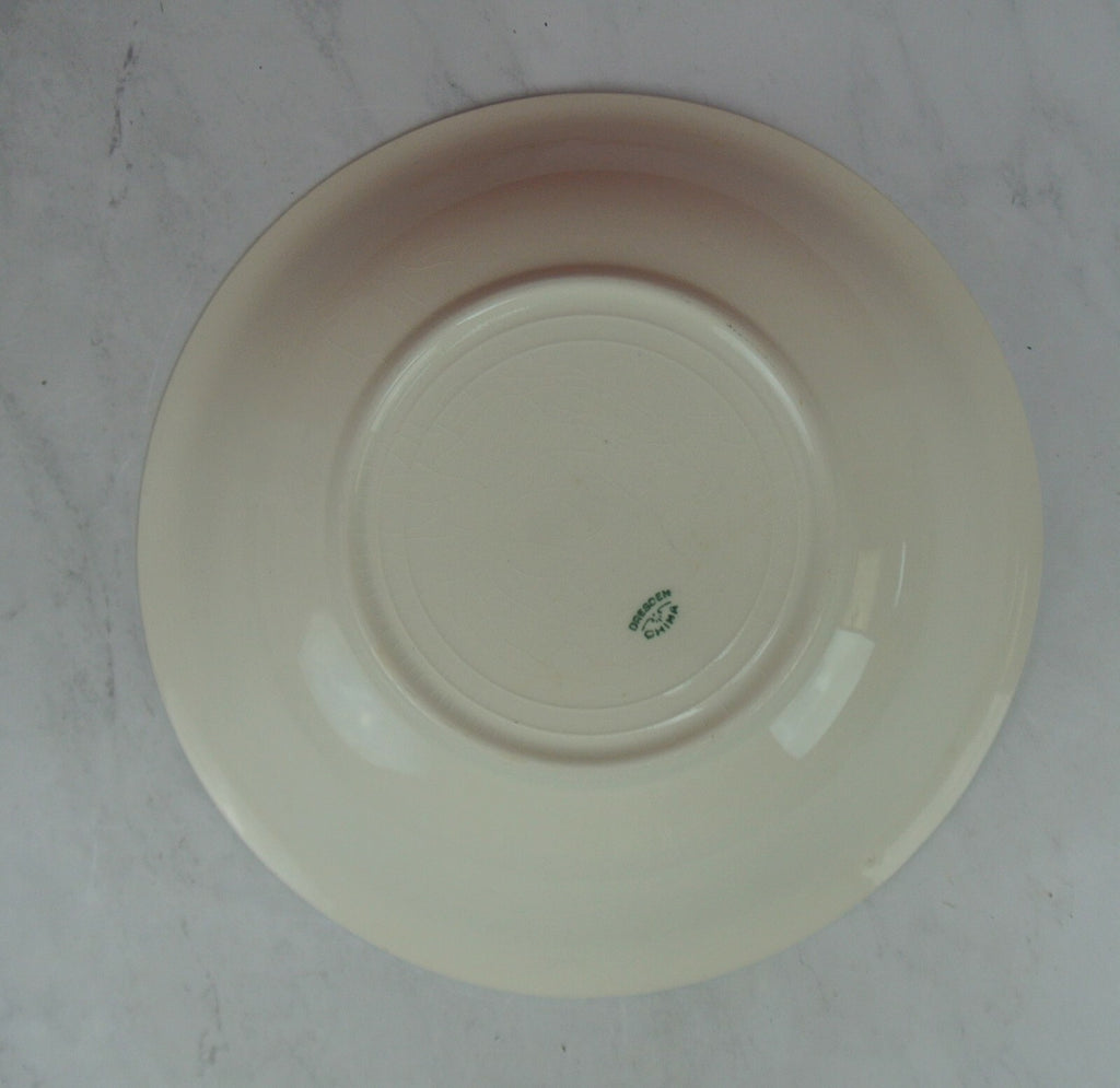 Vintage Dresden China Bowl with Holland Dutch Netherlands Couple 10-3/8" Across