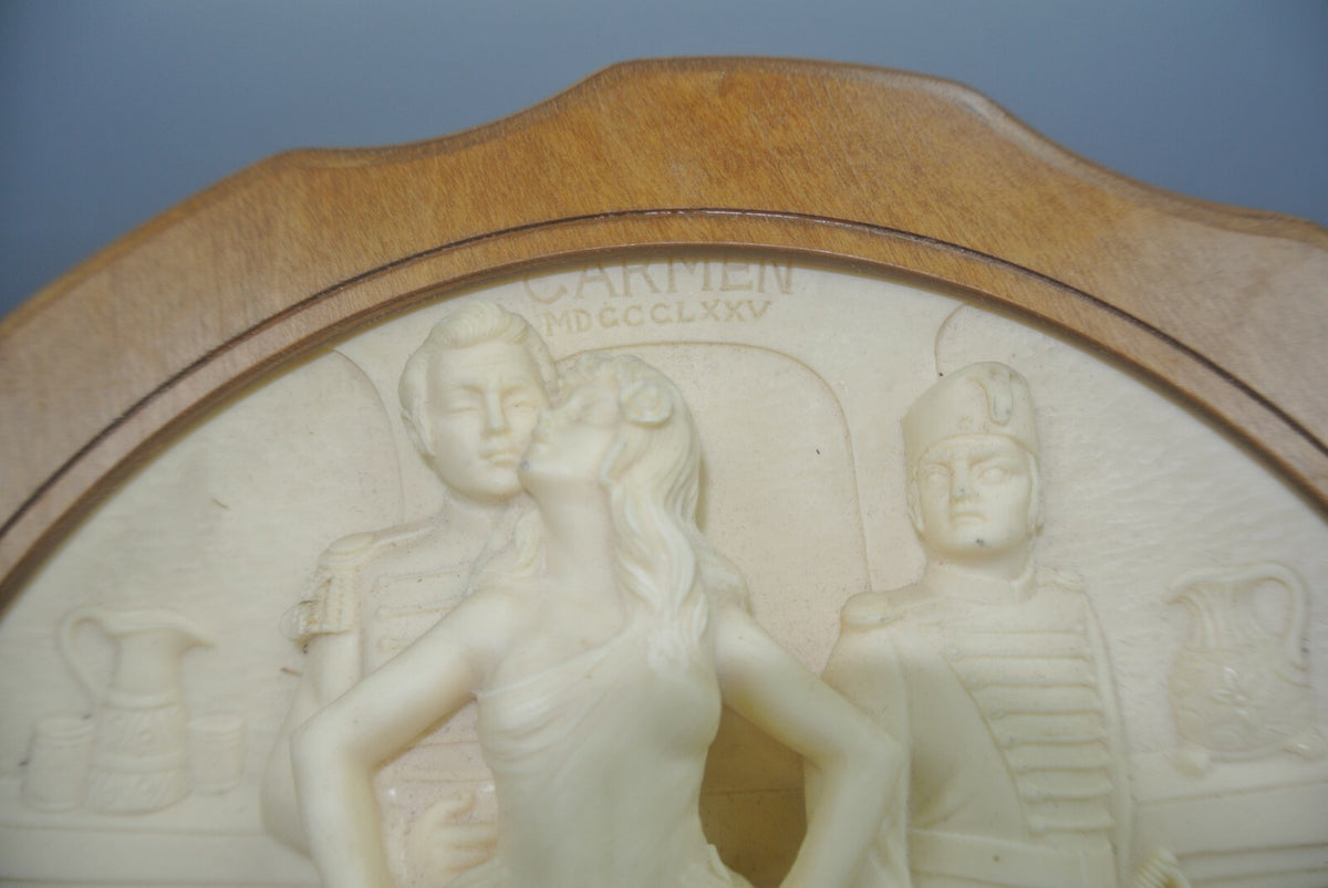 Vintage La Scala "Carmen" Collector Plate By Georges Bizet  w/Wood Frame