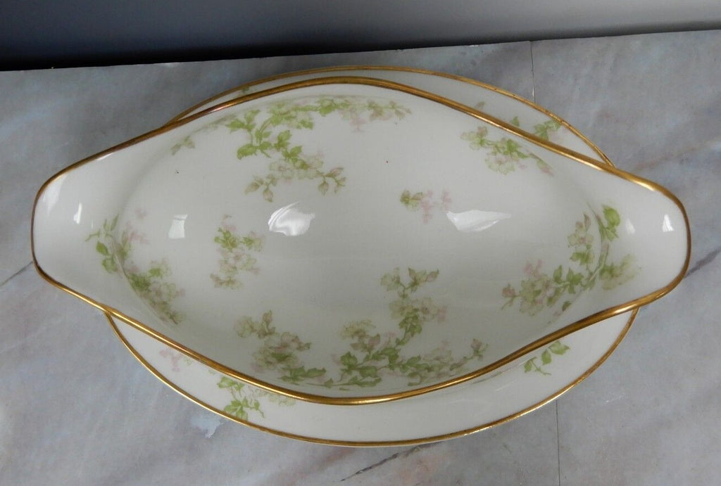 Vintage Haviland Limoges Schleiger 61l Gravy Boat w/ Attached Underplate