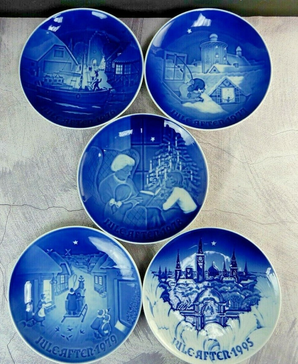 Set Of 5 Bing & Grondahl 1976-1979 & 1995 Annual Christmas Decorative Plates