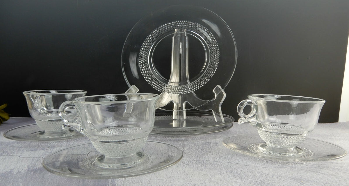 9 Piece 3 Place Setting Vintage Duncan & Miller Crystal Teardrop Pattern