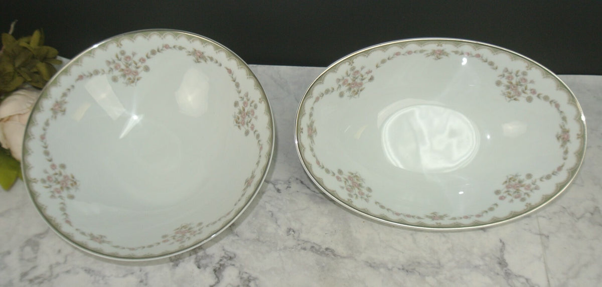 Vintage Porcelain Noritake Garland 5906 Pattern Oval and Round Serving Bowls