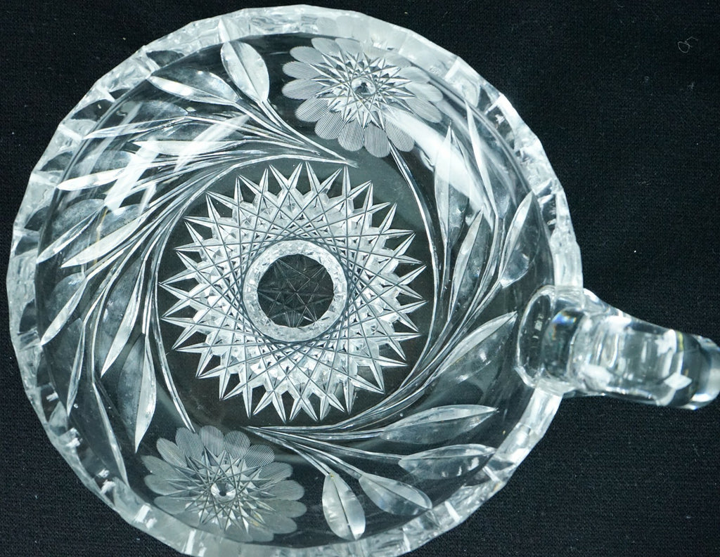Vintage Nappy Hand Cut Glass Handled Candy Nut Dish Home Decor