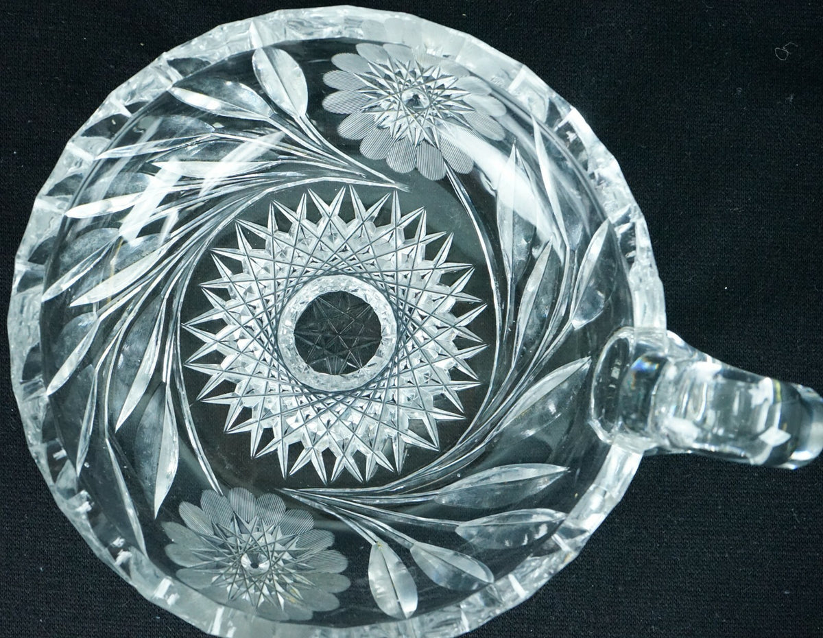 Vintage Nappy Hand Cut Glass Handled Candy Nut Dish Home Decor