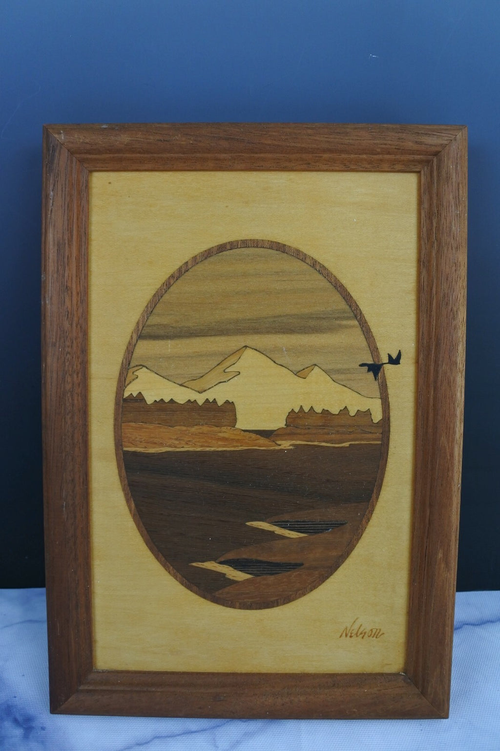 Lot Of 2 Hudson Wood Inlay Decorative Pictures By Nelson