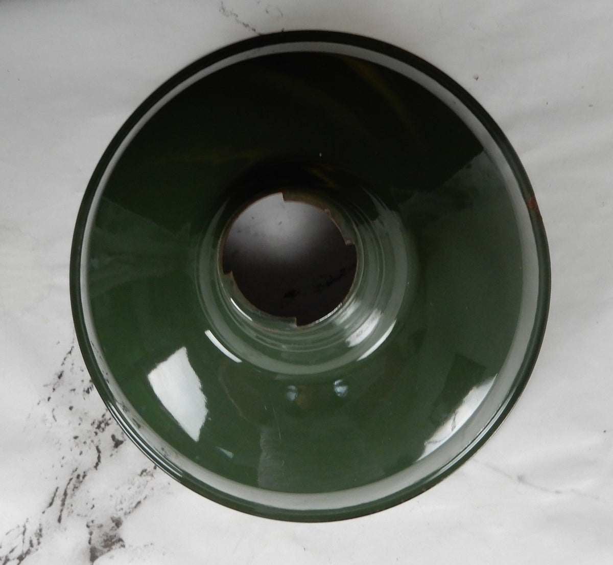 Vtg Benjamin 14” Green Porcelain Enamel Barn Light Shade Industrial Farmhouse