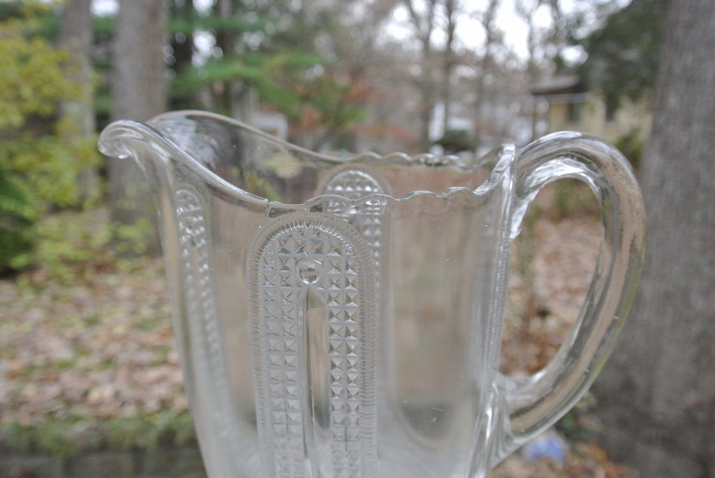 Antique Curtain Tie Back Pitcher Early American Pattern Glass Adams & Co