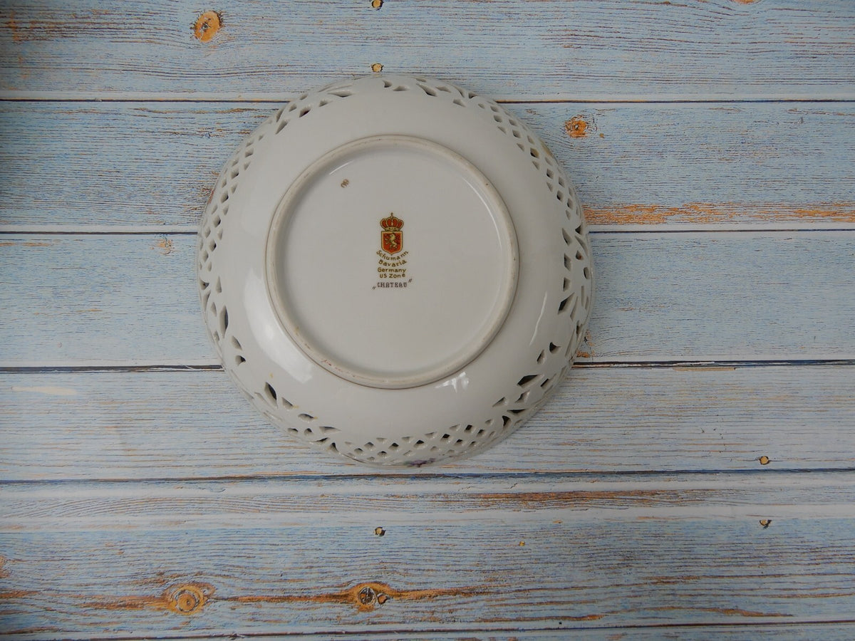 Schumann Chateau Dresden Flowers Reticulated 7-1/2" Bowl