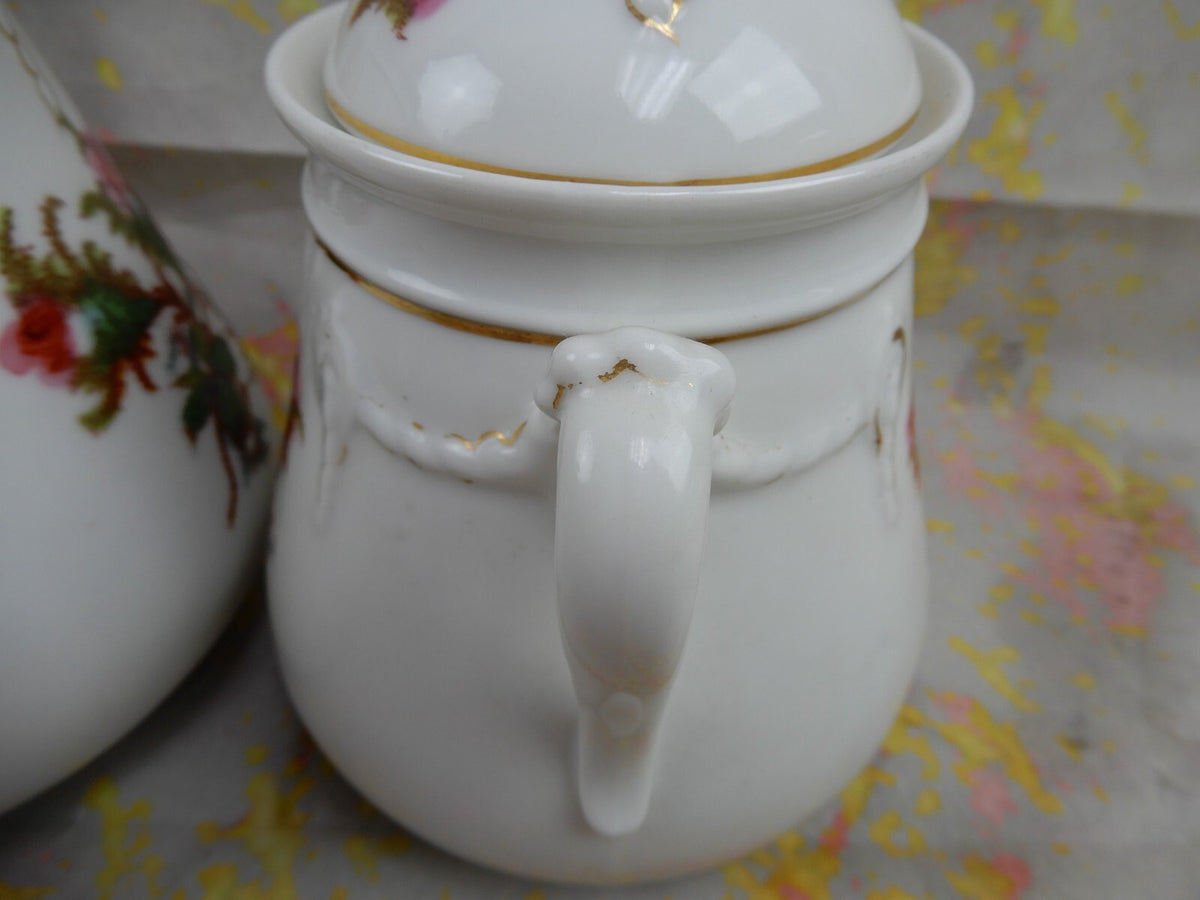 Vintage Haviland Limoge France "Moss Rose" Large Coffee Pot,Creamer ,Sugar Bowl