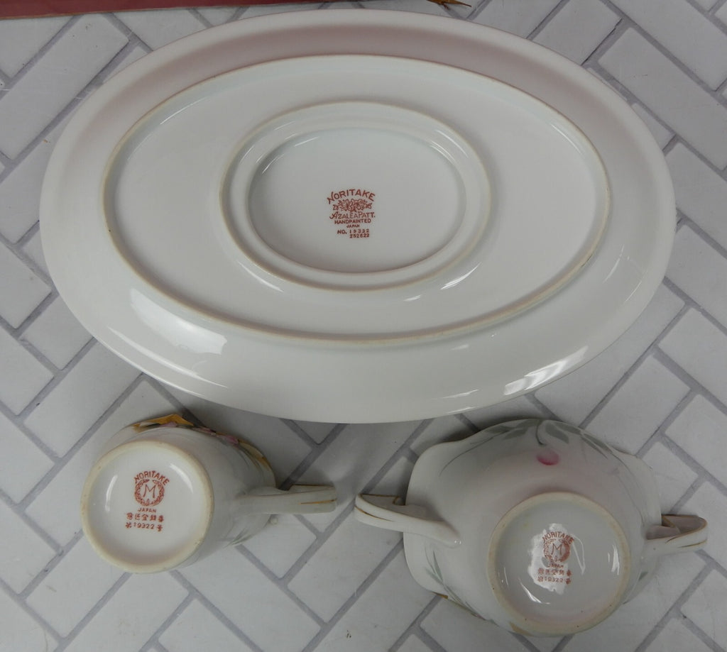 Vintage Noritake Azalea China Gravy set of Boat,Creamer and Sugar Bowl
