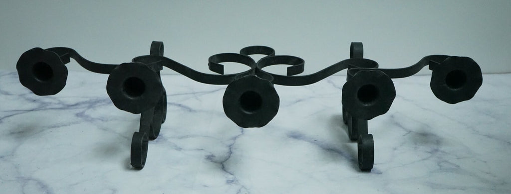 Vintage Metal Wall Candelabra 5 Stick Holder Black Metal