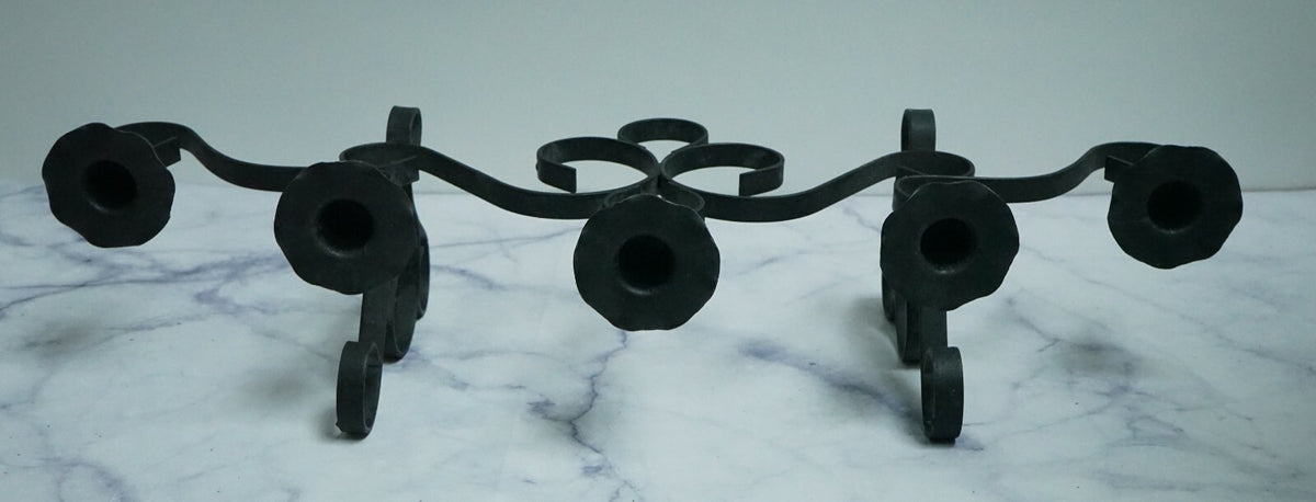 Vintage Metal Wall Candelabra 5 Stick Holder Black Metal