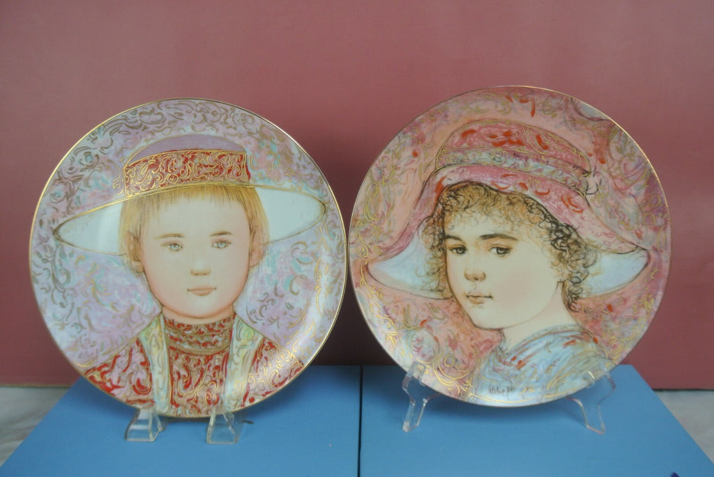 Edna Hibel Collector Plates Giselle & Gerard "A Tribute To All Children"