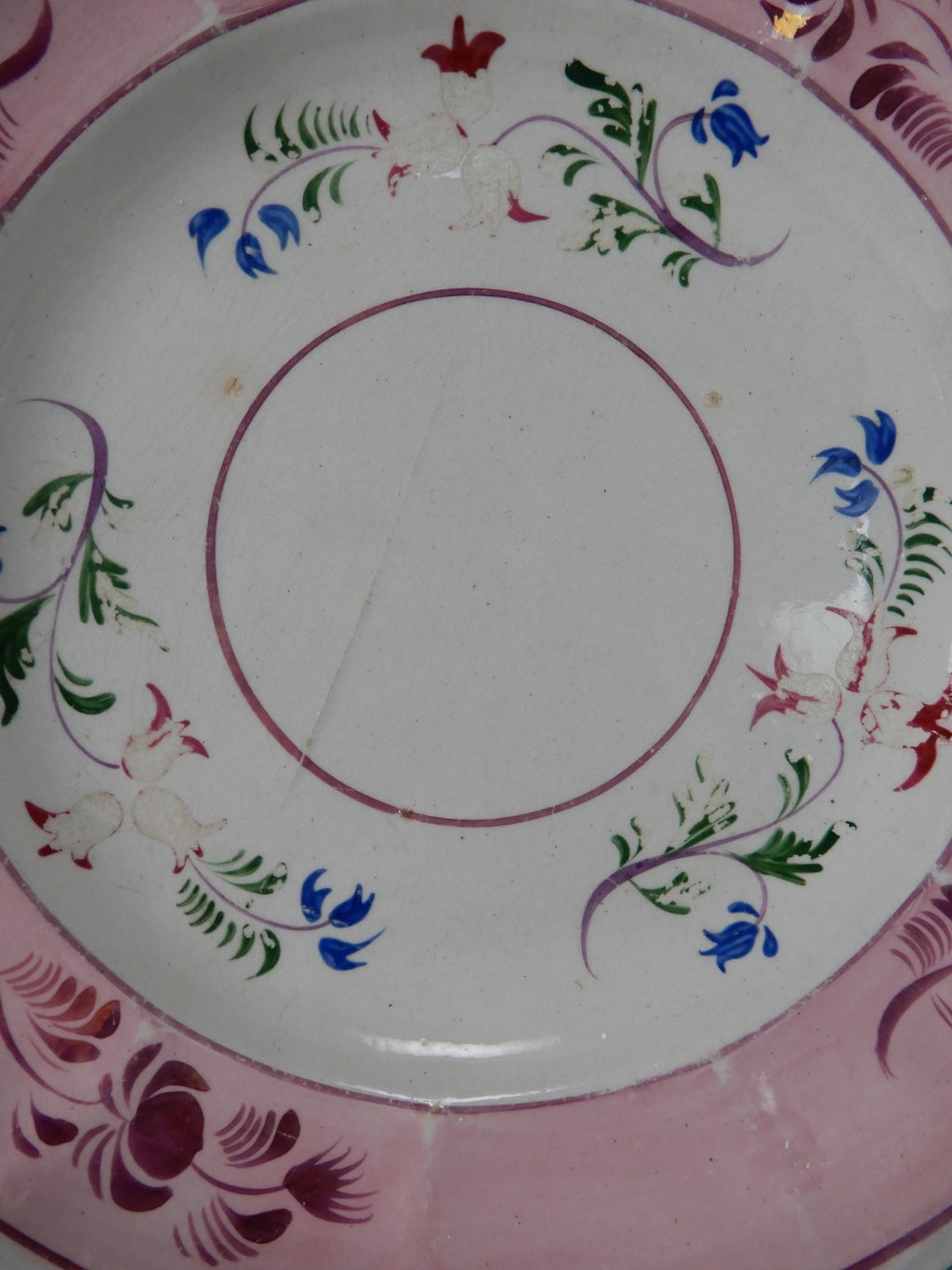 Set of 4 Vintage Staffordshire Pink Luster Salad Plates 8" C