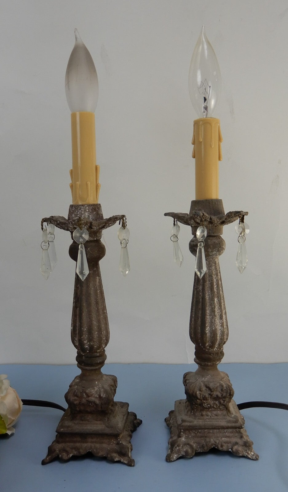 Pair of Vintage Style Cast Metal Table Lamps