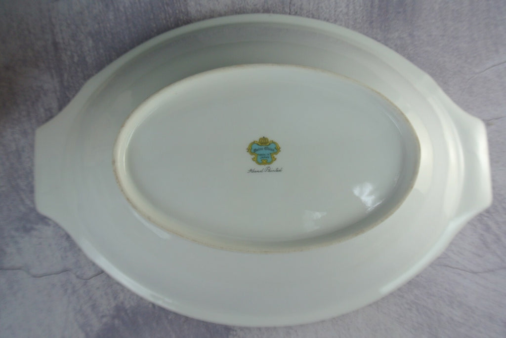 Vintage Hand Painted Meito China Oval Serving Dish with Handles