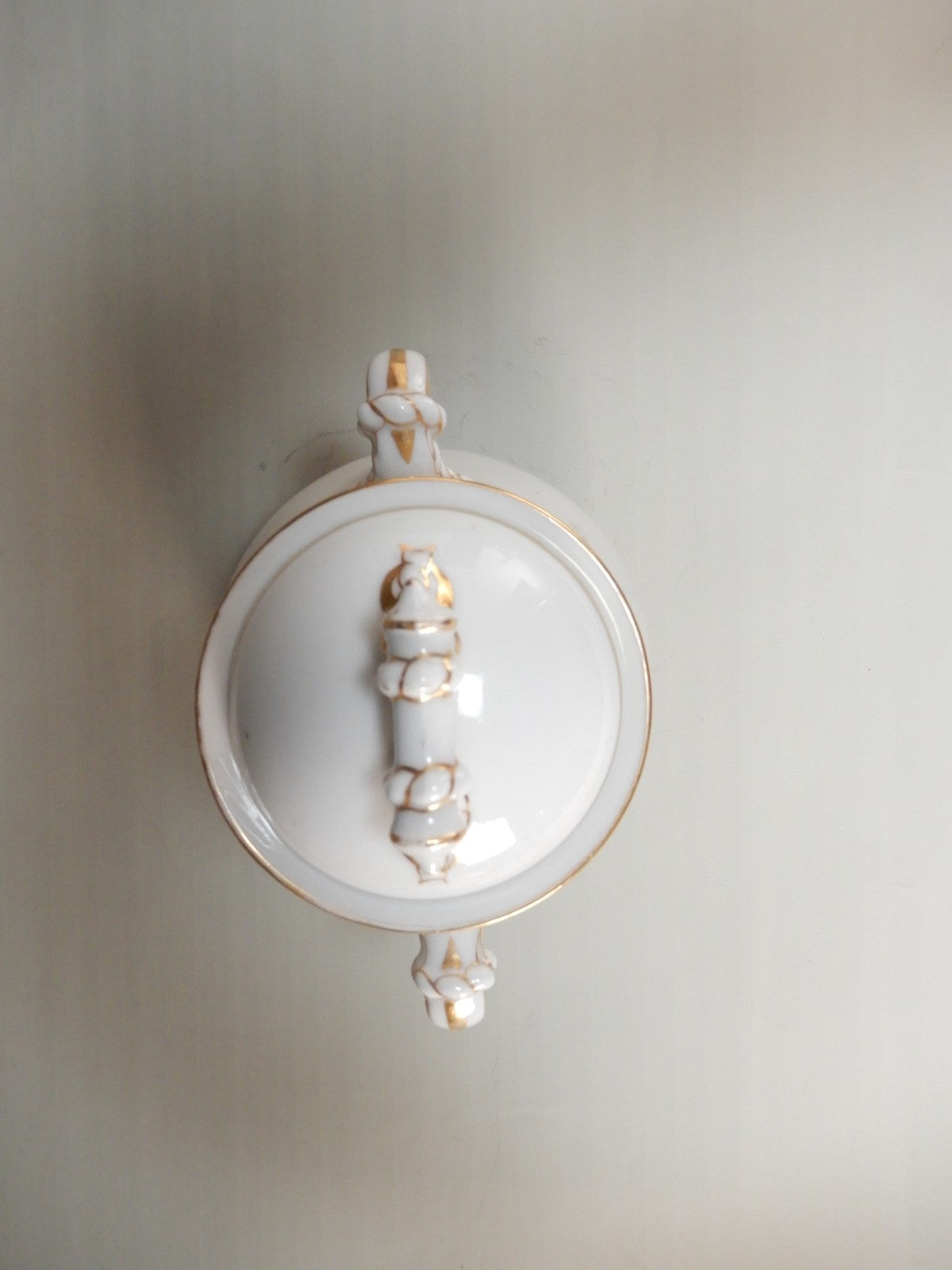 Antique H & Co. Limoges Rope Pattern w/Gold Rims 6-3/4" High Oversize Sugar Bowl