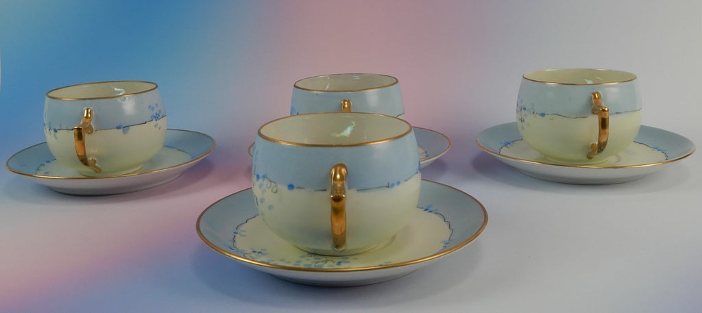 4 Pc. Paul Muller Selb Stouffer Hand Decorated Blue Forget Me Not~ Cups &Saucers