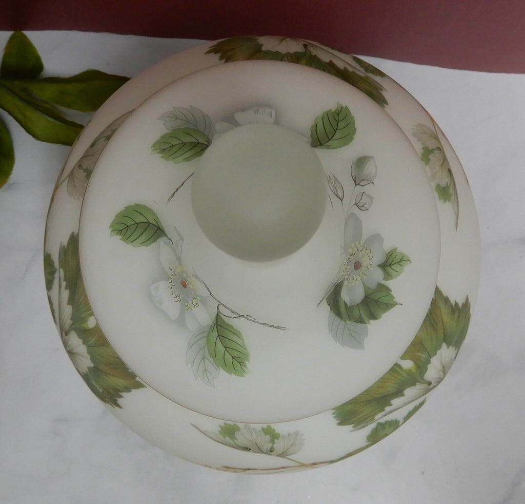 Vintage Norleans Italy Covered Compote Satin Frosted Glass Pedestal Candy Dish