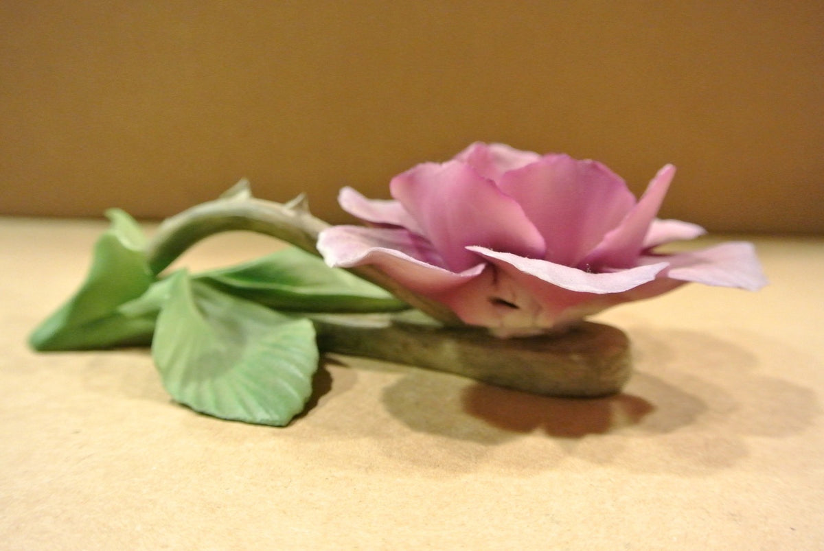 Vintage Ceramic Purple Rose made in Italy. Table Décor. Flower Figure