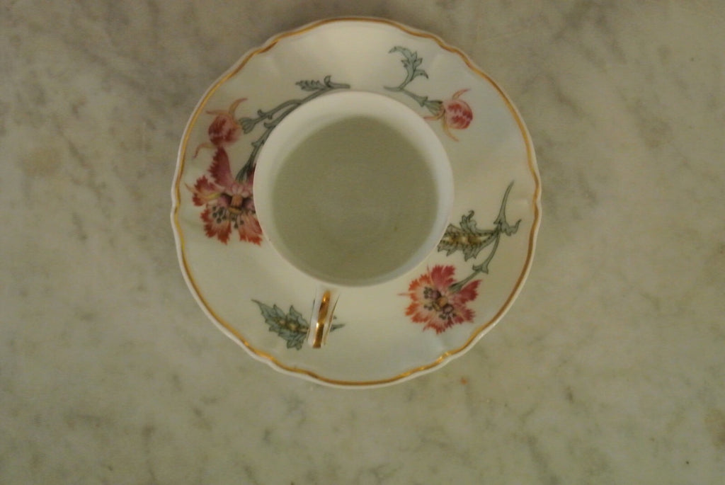 CH Field Haviland Limoges. Label de Qualite. Chinese Thistle Col. Cup & Saucer