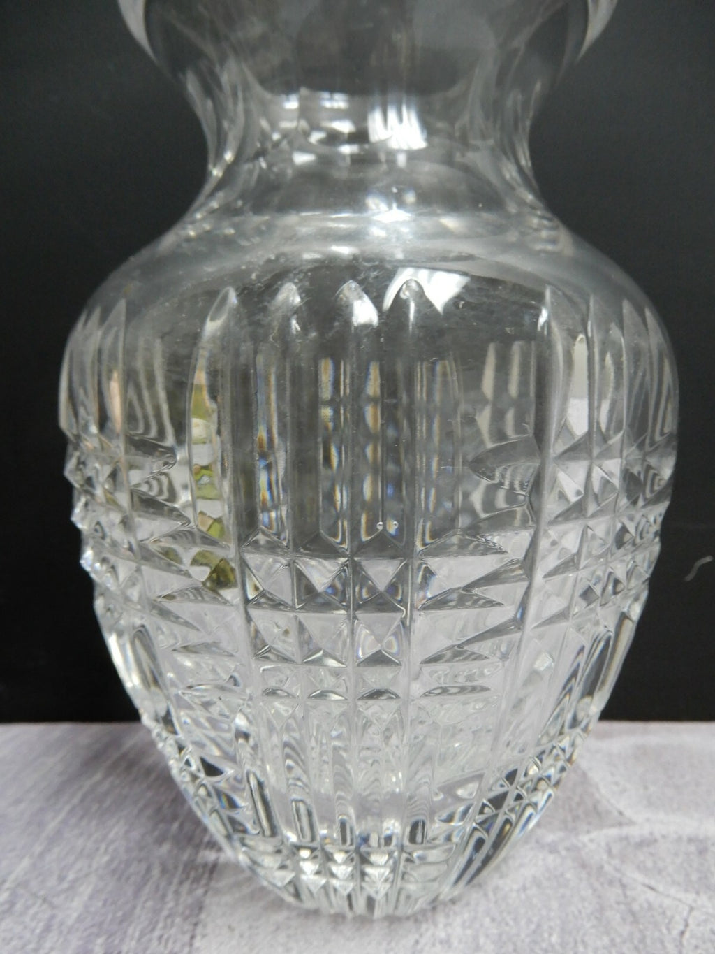 Vintage Heavy Elegant Glass Crosscut Vase