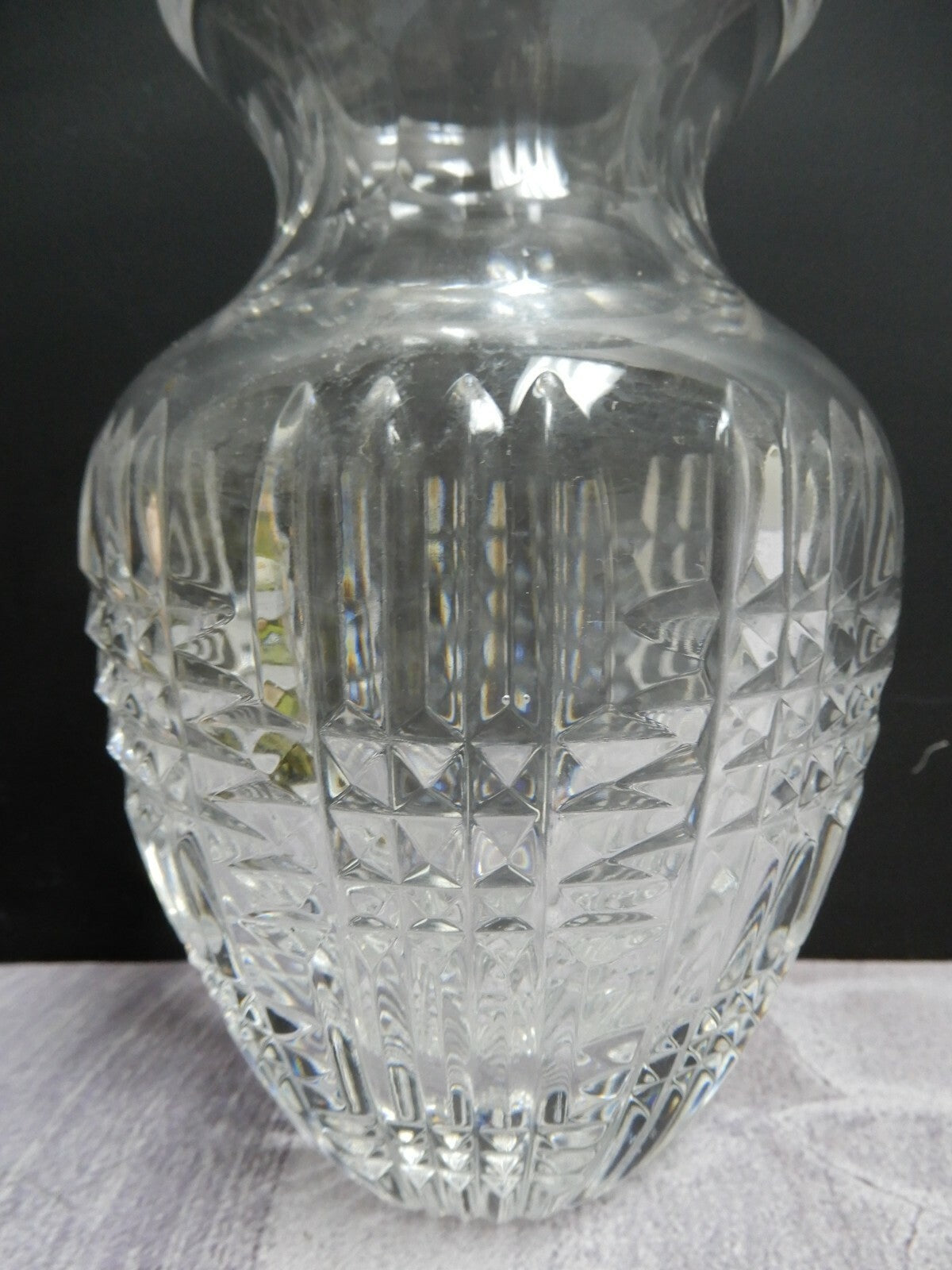 Vintage Heavy Elegant Glass Crosscut Vase
