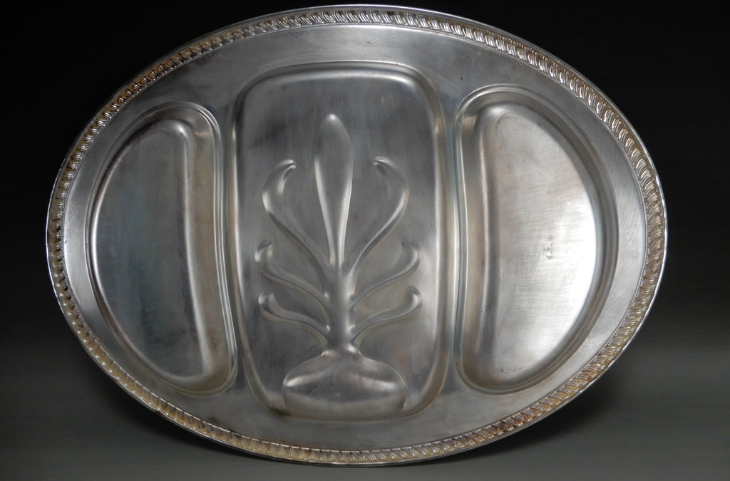 MRR S English Silver Mfg Co Silver-Plated Tree of Life Meat Carving Tray 21-3/4"