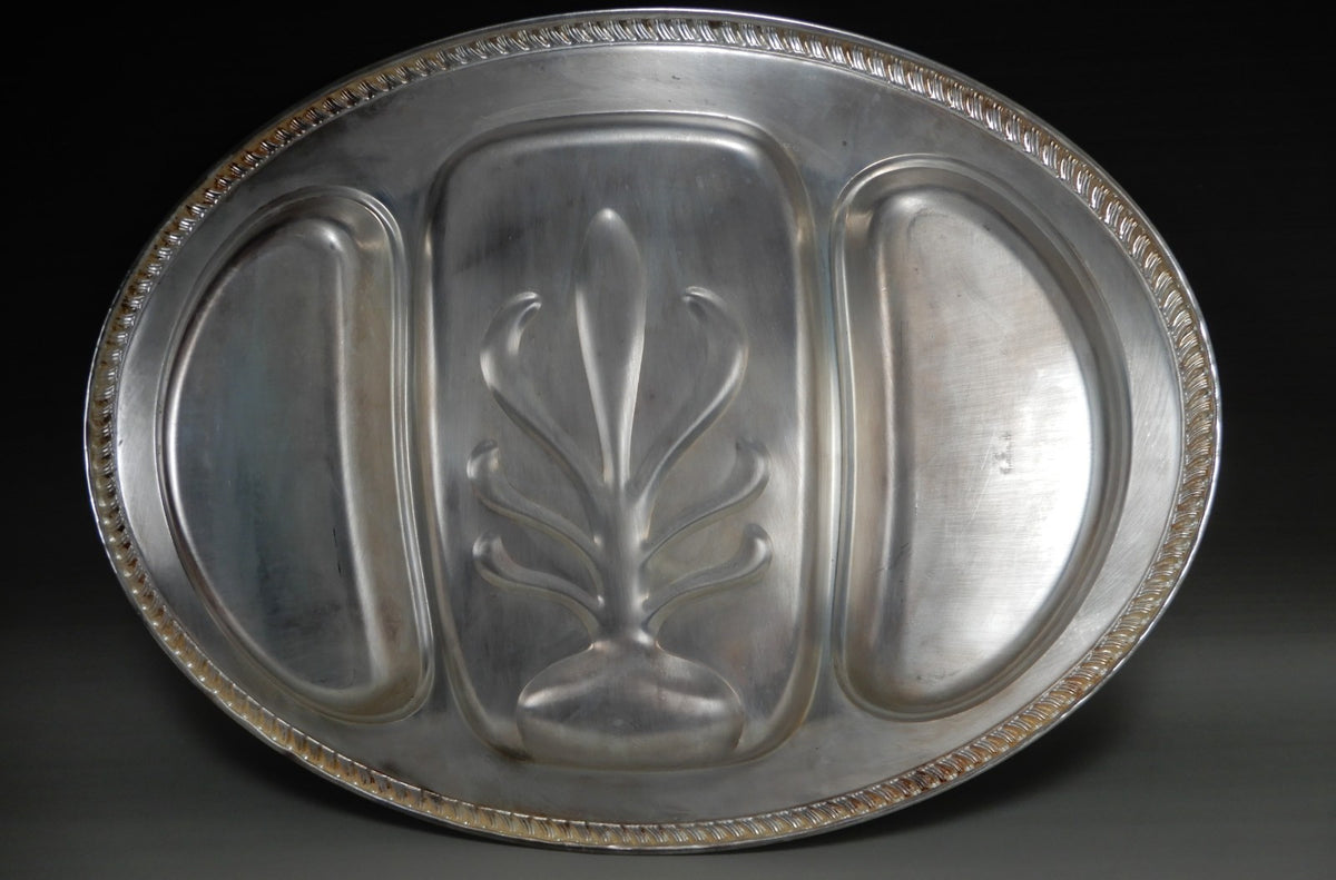 MRR S English Silver Mfg Co Silver-Plated Tree of Life Meat Carving Tray 21-3/4"