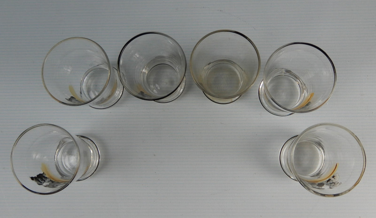 Vintage set of Six 3 oz Shot Glasses with Puppy Dogs