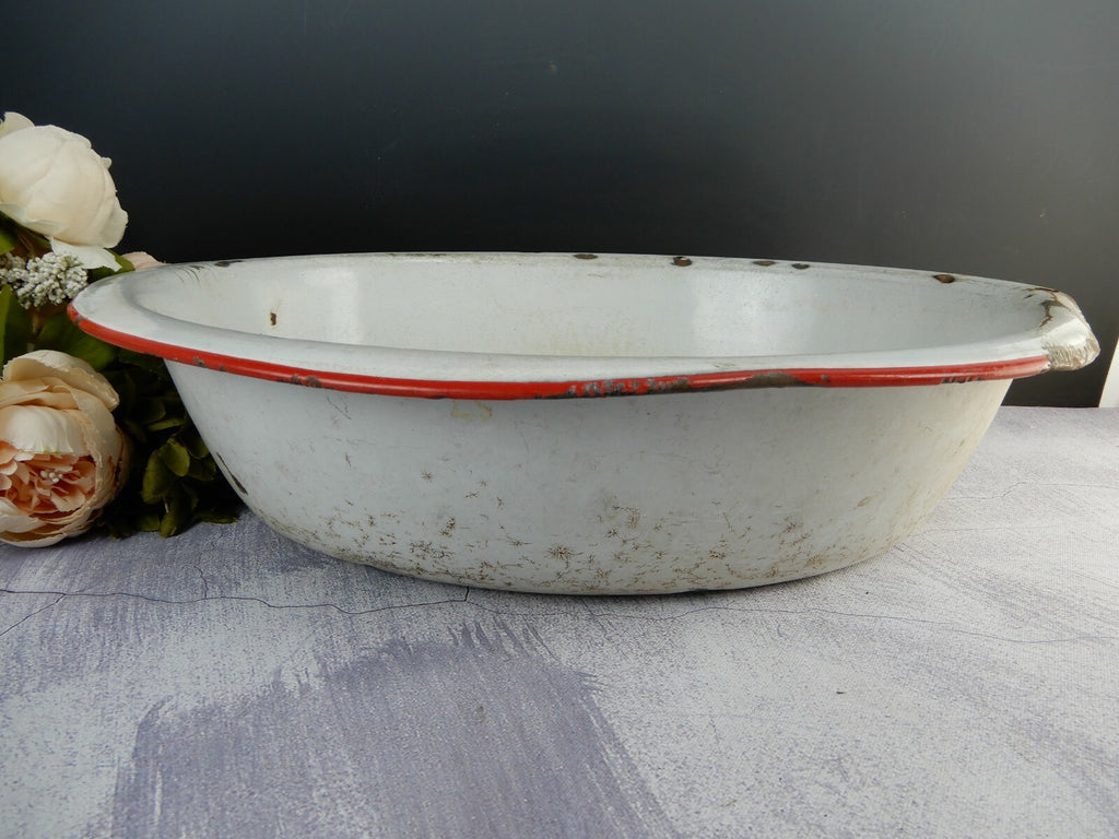 Enamelware Enamel Wash Basin Farmhouse Decor Flower Planter