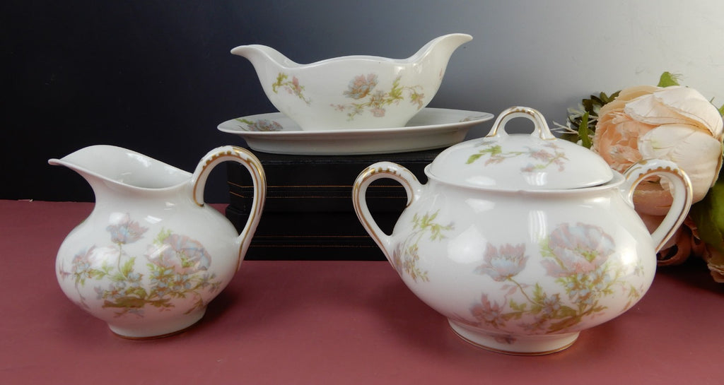 Vintage Haviland Limoges Schleiger 79,Gravy Boat,Sugar Bowl & Creamer