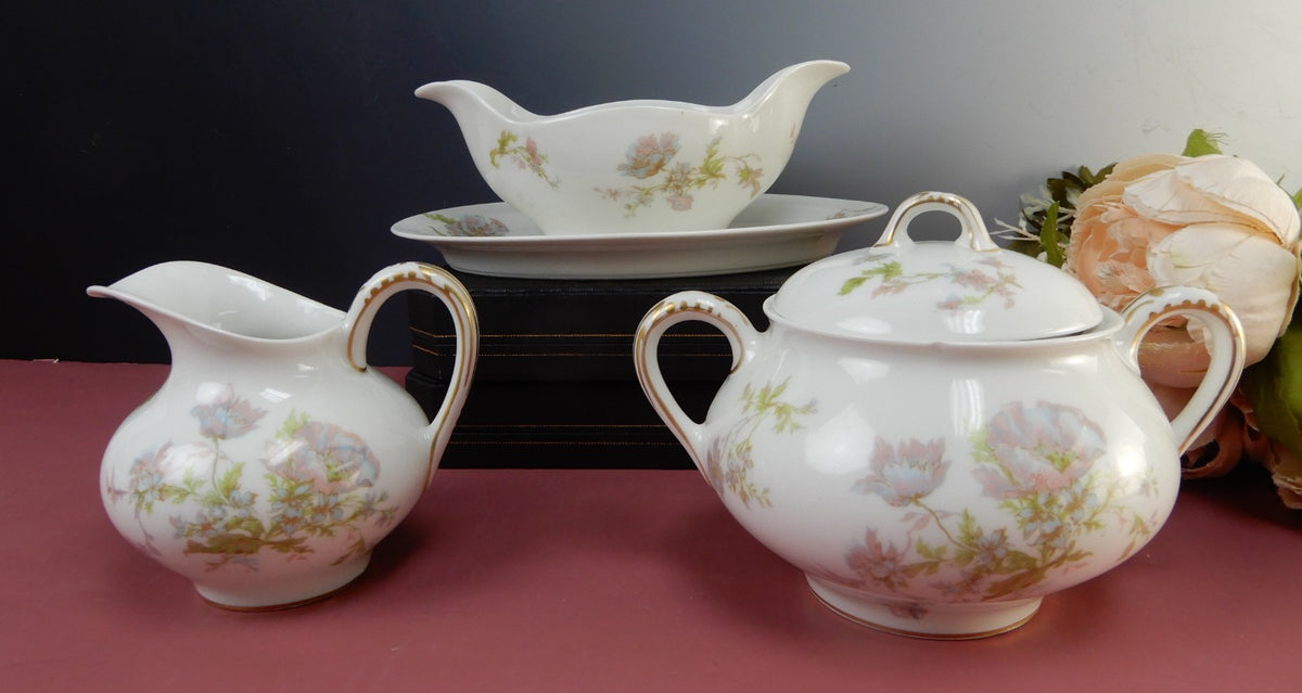 Vintage Haviland Limoges Schleiger 79,Gravy Boat,Sugar Bowl & Creamer