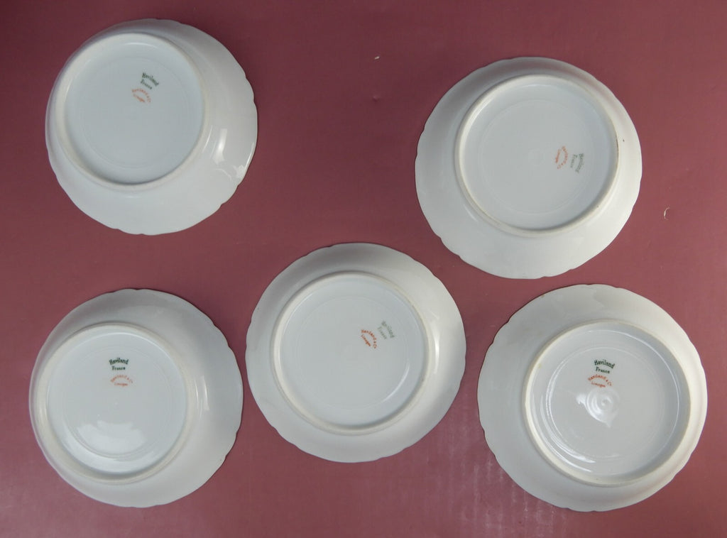 Haviland Limoges France Schleiger 475e Hand Painted Five Fruit Desert Bowls Set