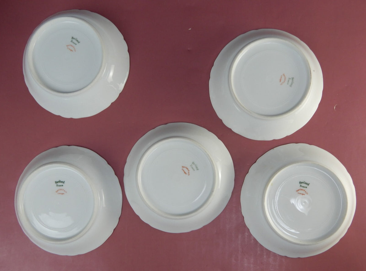 Haviland Limoges France Schleiger 475e Hand Painted Five Fruit Desert Bowls Set